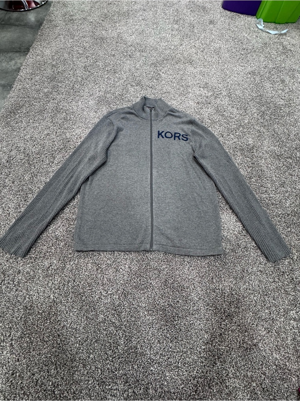 Michael Kors Kids Gray Full-Zip Knit Jacket with KORS Logo